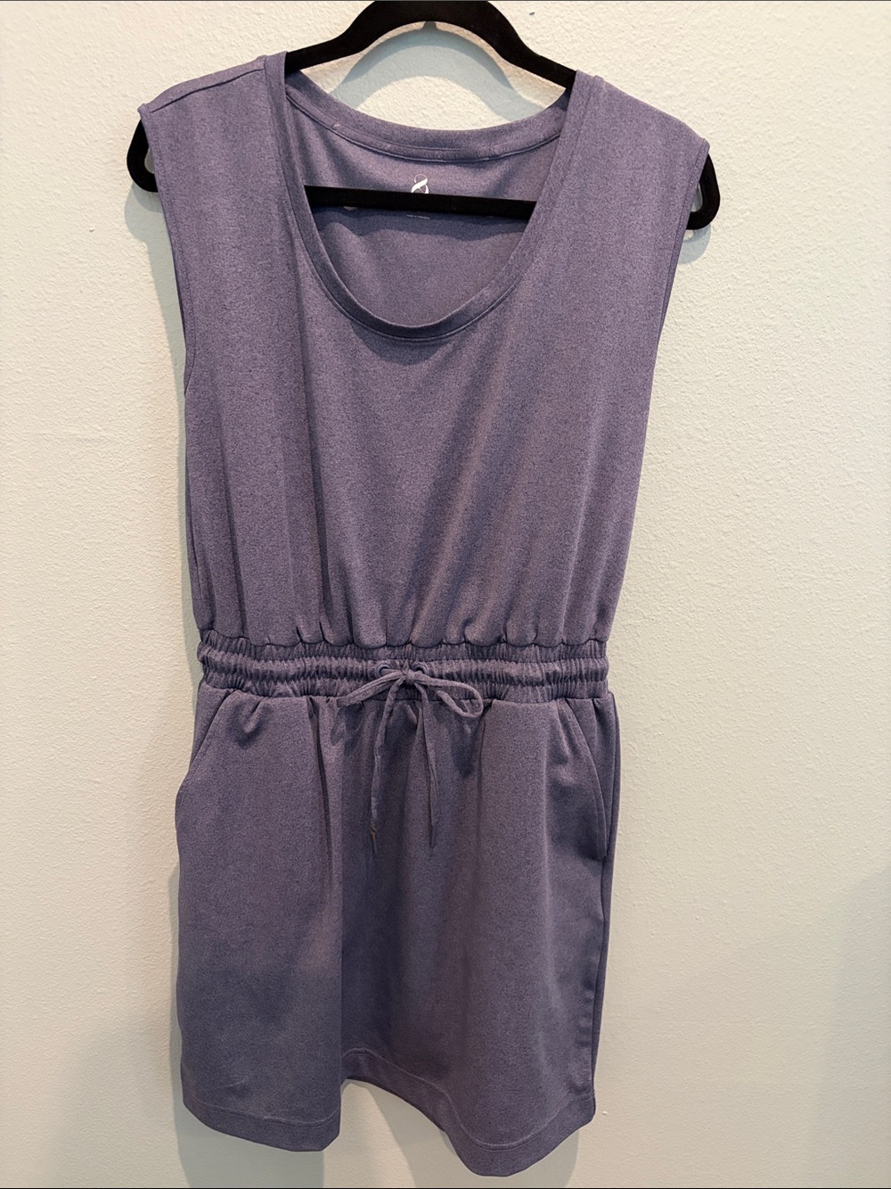 Sleeveless Drawstring Waist Dress in Dusty Heather blue